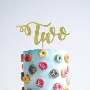2nd birthday cake topper, Two cake topper, birthday cake topper, gold 2nd birthday topper.