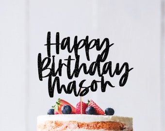 Personalized Happy Birthday Cake Topper, glitter birthday cake topper, Birthday cake topper, Customer happy birthday cake topper