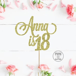 Happy Birthday Cake Topper, ANY AGE NAME, 18th Birthday Party, Birthday Party Decorations, Birthday Party Cake, Birthday Cake Topper