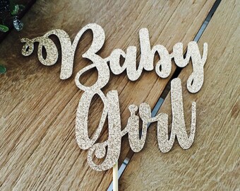 Baby Girl Cake Topper, Baby Shower Cake Topper, Baby Shower Glittery Cake Topper, Topper Gender Reveal Party.