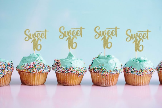 sweet sixteen cupcake toppers