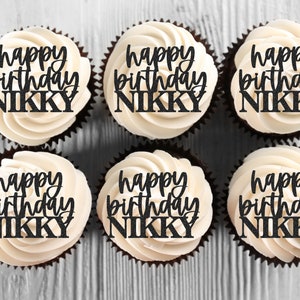 Custom Cupcake Toppers, Gold Cupcake Toppers, Happy birthday Cupcake Toppers, Cupcake Toppers, No Stick Cupcake Toppers
