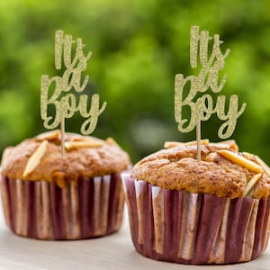 It&#39;s a Boy Cupcake Toppers, It&#39;s a boy, Gender Reveal Decorations, Custom Cupcake Toppers, Gold Cupcake Toppers, Cupcake Toppers
