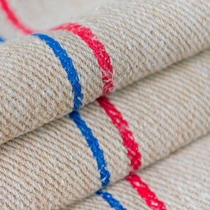 Grain Sack Fabric Blue Red stripes pillow bench cushion Grain Sack Fabric Grain Sack from Europe decoration yachting pillow wedding