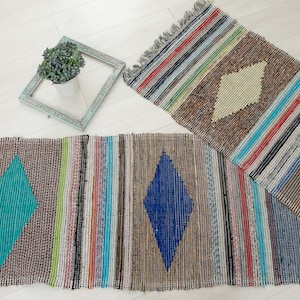 Rag rug large/ Antique rag rug/ European rag rug/ Rag Rug loom/ rag rugs hallway/ vintage rag rug