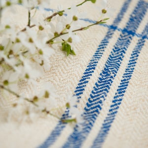 Blue stripes sack fabric / Antique European fabric 56.5 INCH **European Grain Sacks** French country fabric blue
