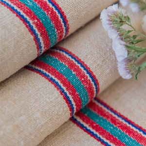 Sunbrella fabric outdoor pillows / Antique Red blue fabric **European Grain Sacks**