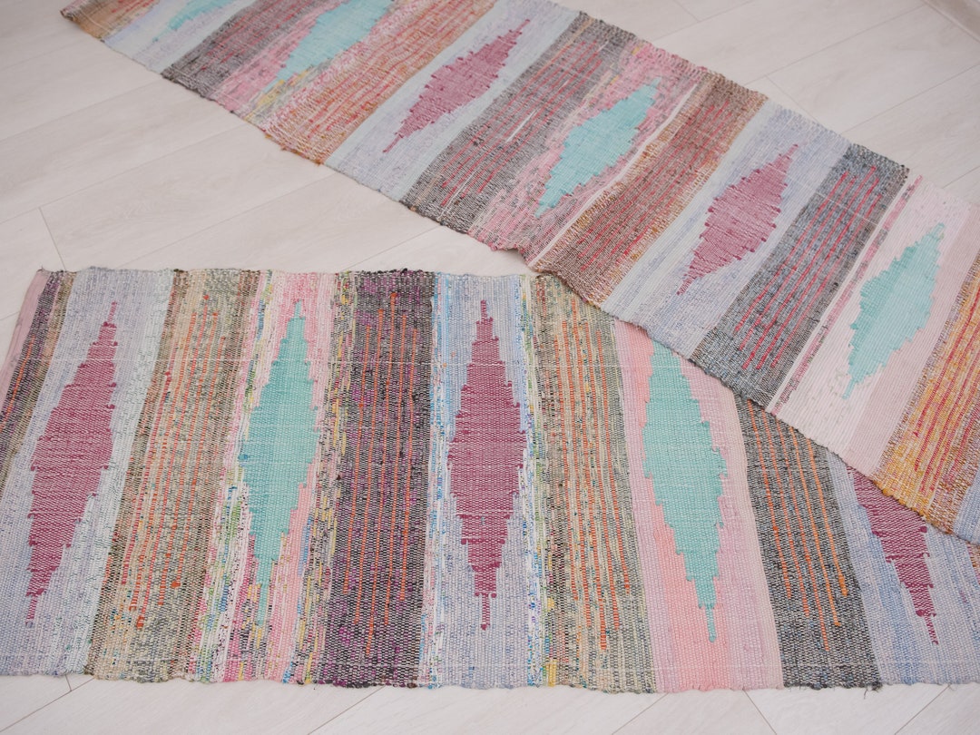 RARE AMAZING Vintage Rag Rug/ Colorful Swedish Rag Rug/ Antique Rag Rug