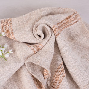 Caramel grain sack fabric/ Grain sack cushion/  Antique Grain sack fabric hand made/ natural hemp fabric