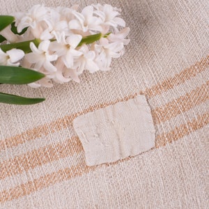 Hungarian grain sack pillowcase /  Caramel stripes grain sack / grain sack roman shade/ Natural hemp fabric/ grain sack back stripes