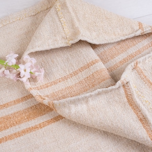 Authentic Grain Sack ANTIQUE 1900' /  CARAMEL stripes grain sack / grain sack roman shade/ Natural hemp fabric/ grain sack back stripes