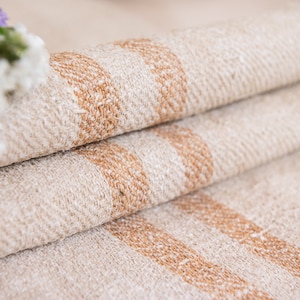 Grain Sack Fabric Caramel Gold stripes Antique Grain sack fabric hand made  **EUROPEAN GRAINSACKS**