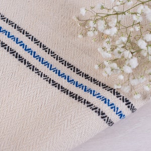 Hungarian grain sack pillowcase /  Gray stripes grain sack / grain sack roman shade/ Natural hemp fabric/ grain sack back stripes