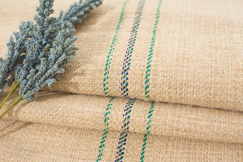 Hemp Fabric by the Yard / Grain Sack Fabric by the Yard Green/ Etsy
