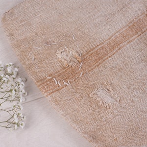Hungarian grain sack pillowcase /  Caramel stripes grain sack / grain sack roman shade/ Natural hemp fabric/ grain sack back stripes