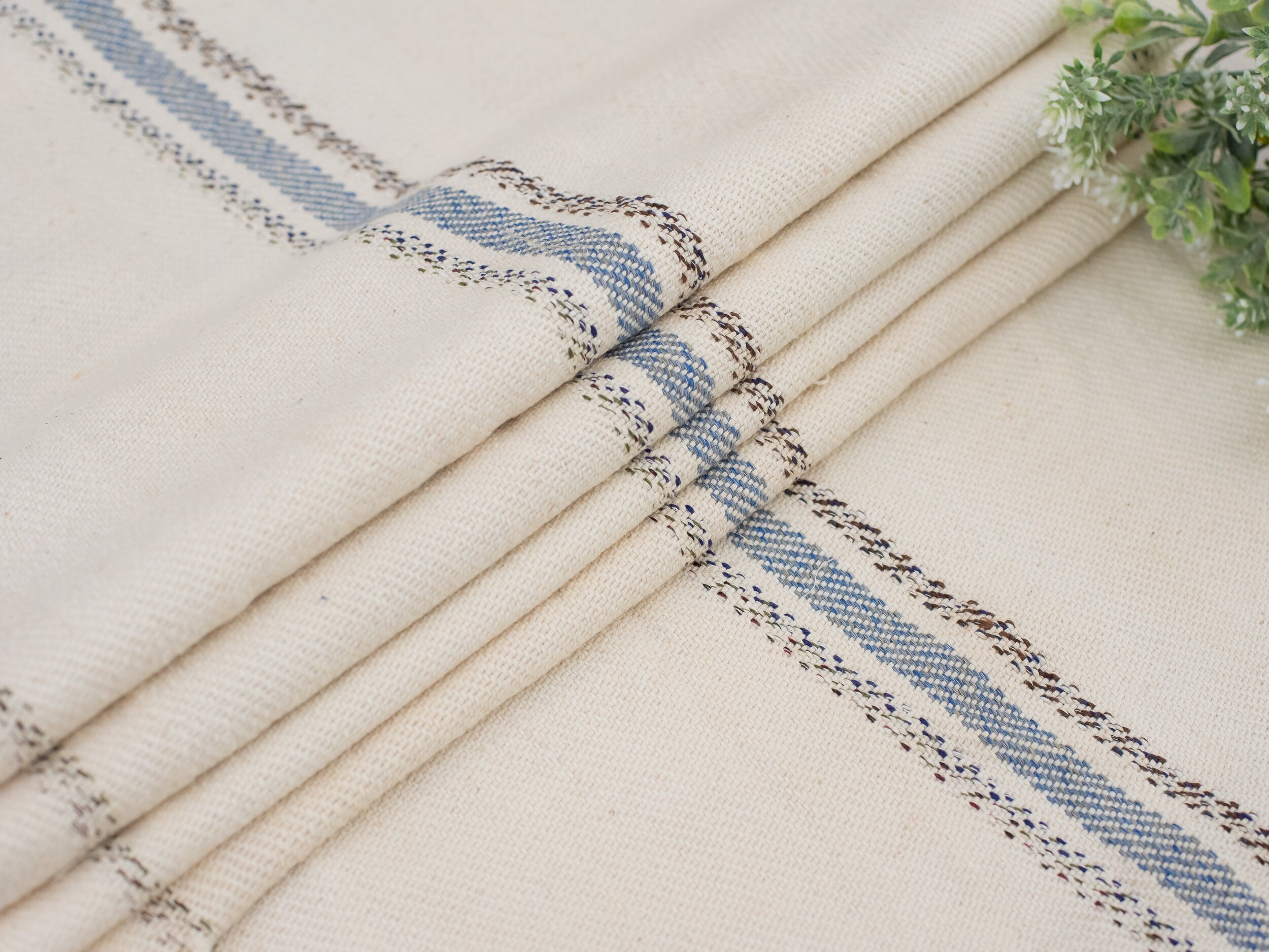 Bolt of Vintage Fabric /brown Gray Stripe Bolt Linen Fabric / Etsy