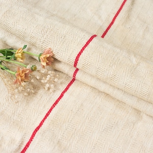 Tessuto di lino pesante / Tessuto rosso antico / sacco di grano francese / tessuto di canapa naturale