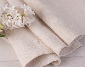 Plain Hemp Linen fabric by the yard upholstery /  Antique handwoven European/ Authentic grain sack