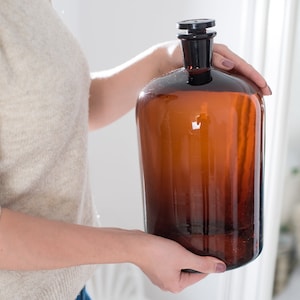 Antique demijohn bottle amber/ Amber apothecary bottles/ Large apothecary bottle