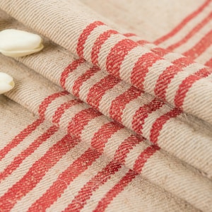 Tessuto di lino pesante / tessuto Red Antique - Sacchi di grano europei