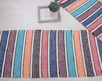 Colorful  Swedish rag rug/ Antique rag rug/ European rag rug/ Rag Rug loom/ rag rugs hallway/ Rag rug large/ vintage rag rug