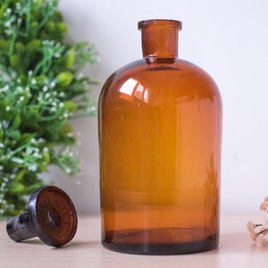 Amber apothecary bottle vintage/ Antique demijohn bottle amber