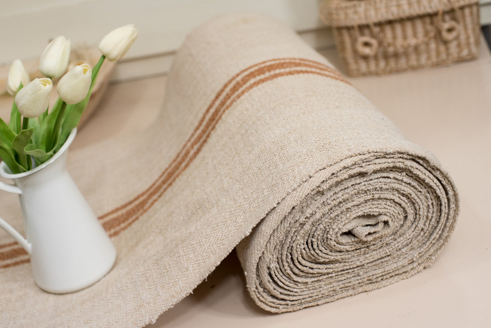 French Grain Sack Fabric by the Yard/ Grain Sack Fabric Tan/ Etsy UK