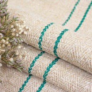 French sack fabric/ Green Grain Sack Fabric/ French farmhouse fabric_ANTIQUE 1900&#39;/ Vintage farmhouse fabric/ Vintage grain sack