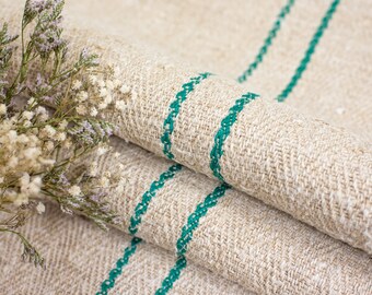 Französischer Sackstoff / Grüner Getreidesackstoff / Französischer Landhausstoff (Antik, ca. 1900) / Vintage-Landhausstoff / Vintage-Getreidesack