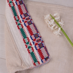 Hungarian grain sack pillowcase / grain sack roman shade/ Natural hemp fabric