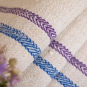 Grain Sack Fabric Purple Blue stripes Antique Grain sack fabric hand made  **EUROPEAN GRAINSACKS** French country fabric blue