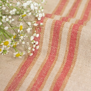 Tan grain sack fabric/ Grain sack cushion/  Antique Grain sack fabric hand made/ natural hemp fabric