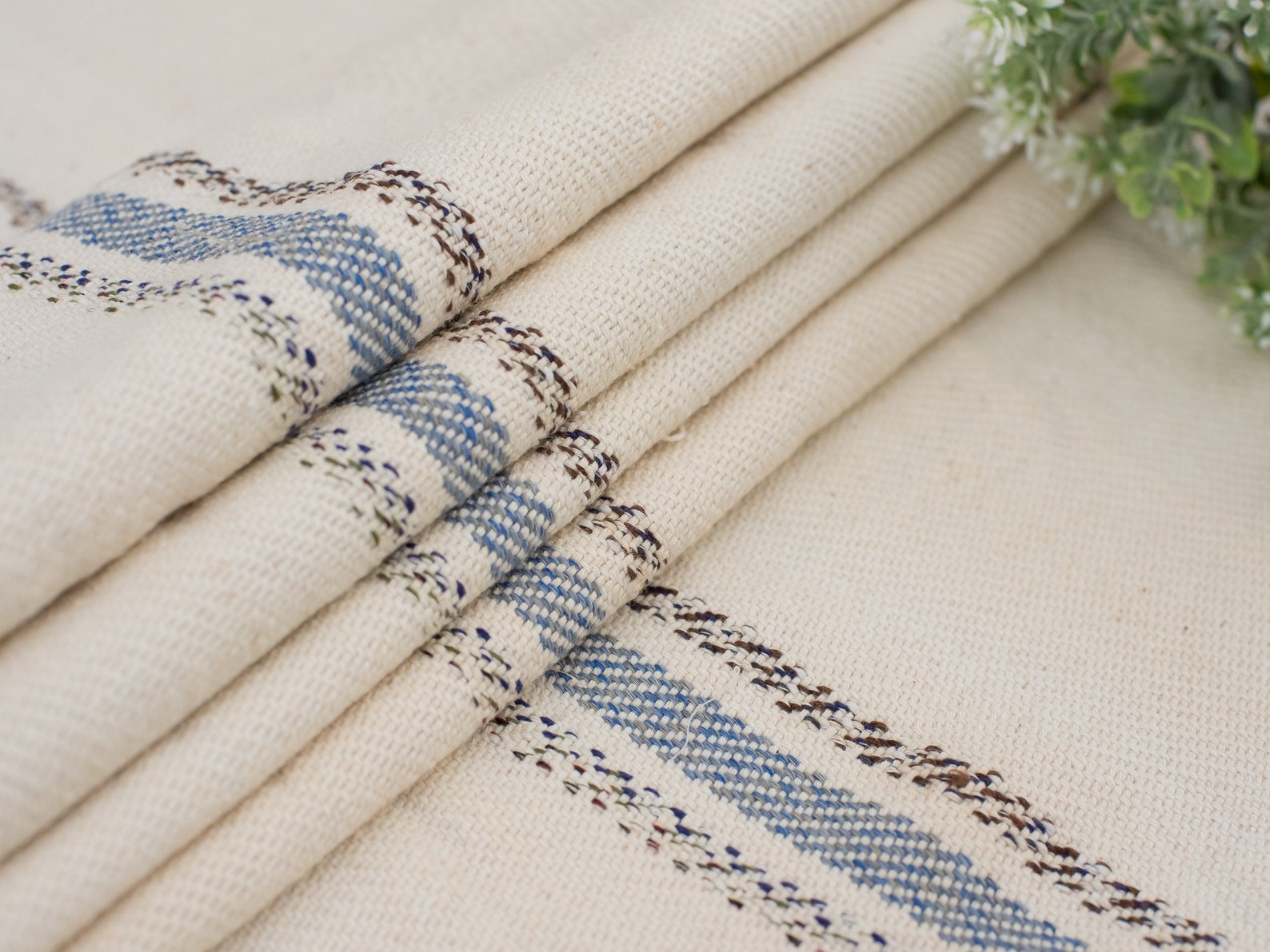 Bolt of Vintage Fabric /brown Gray Stripe Bolt Linen Fabric / Etsy