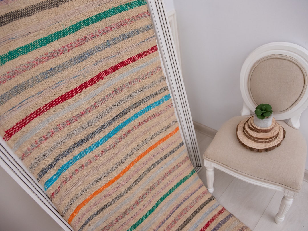 Rag Rug by Yard Runner by Yard Vintage Fabric European , Floor Mat ...