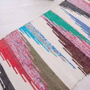 Rag Rug by yard/ Norwegian rug/  Runner by yard/ vintage fabric European/ floor mat/ rug runners/ rag rugs/ hallway rugs/ rustic rugs