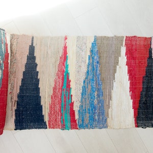 European  Rag Rug by yard/ runner by yard vintage fabric/ colorful rag rug/ rug runners/ rag rugs/ hallway rugs/ rag rug vintage