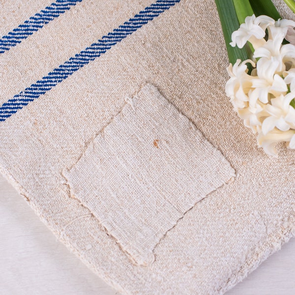 Antique french linen fabric/ vintage french linen/ sac farine chanvre ancien/lin ancien/ sac de chanvre ancien