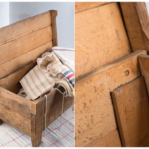 Primitive Old traditional hand carved chest, beech wood image 5