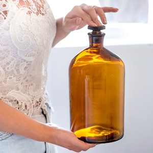Amber apothecary bottles/ Antique demijohn bottle amber/ Large apothecary bottle