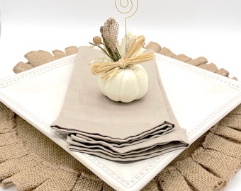 White Pumpkin Place Card Holders, Fall Wedding Decoration, Thanksgiving Table Setting, Harvest, Party Favor, Halloween - Set of 4