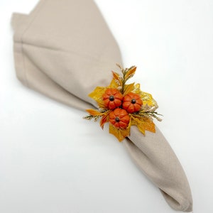 Modern Farmhouse Thanksgiving Napkin Rings with Fall Branches, Leaves and Bud Branches (Set of 4 or 6)