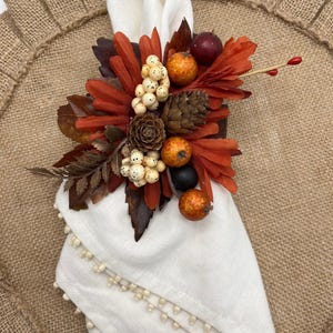 Thanksgiving Napkin Rings, Maple Leaf, Pine Cone, Fall Table Decor