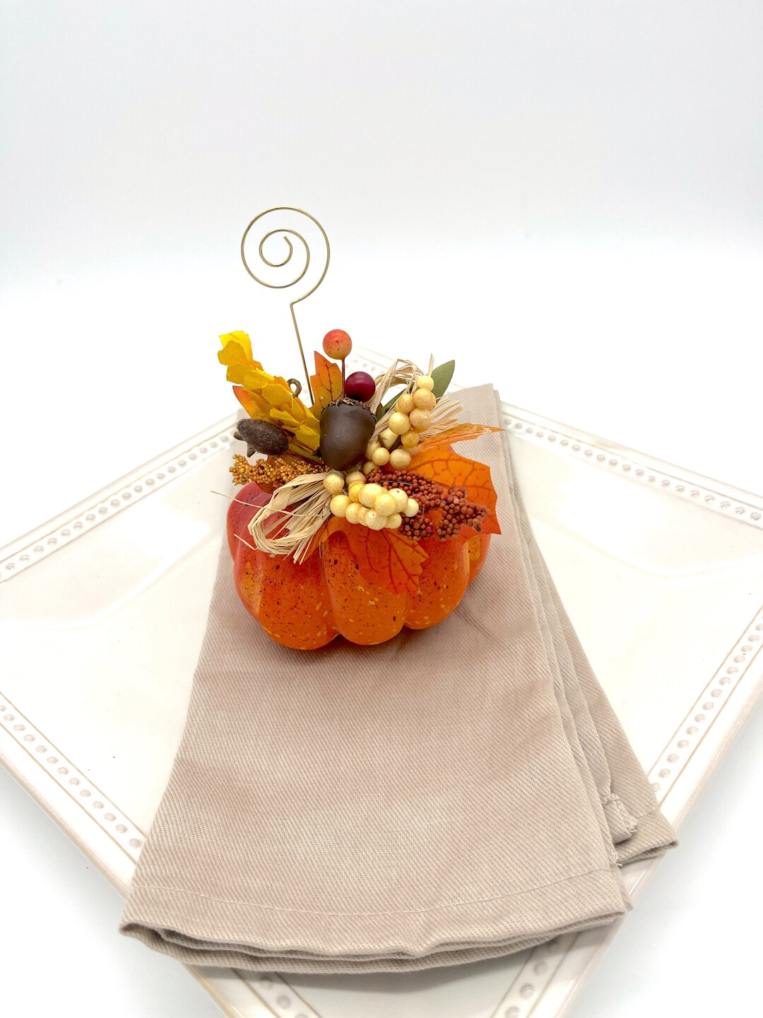 Orange Pumpkin Place Card Holders Fall Wedding Decoration Etsy