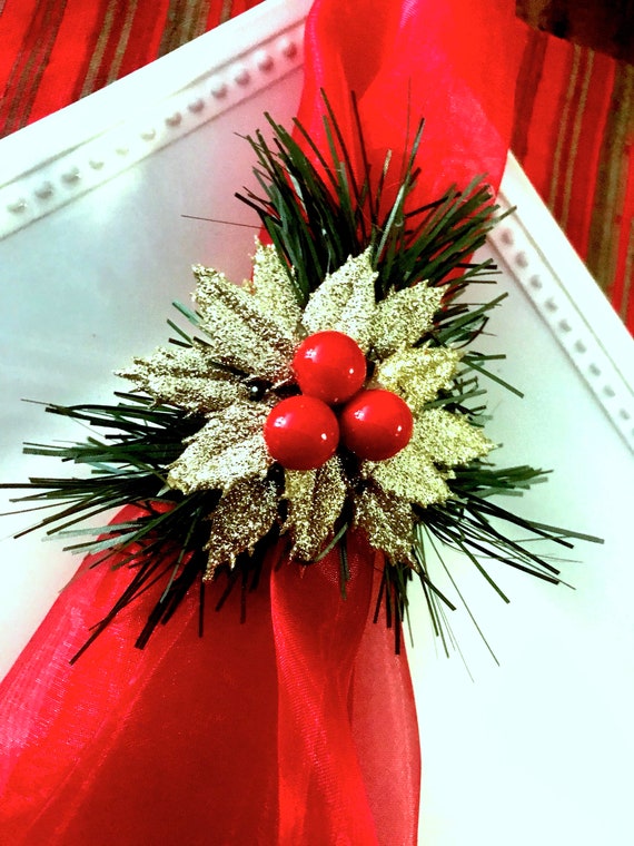 Red & Gold Holiday Napkin Rings Christmas Napkin Rings Etsy