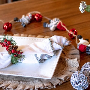 Rustic Christmas Table Decor, Napkin Rings for Holiday Dinner. Modern Farmhouse Holiday Dinner Table Decorations image 3