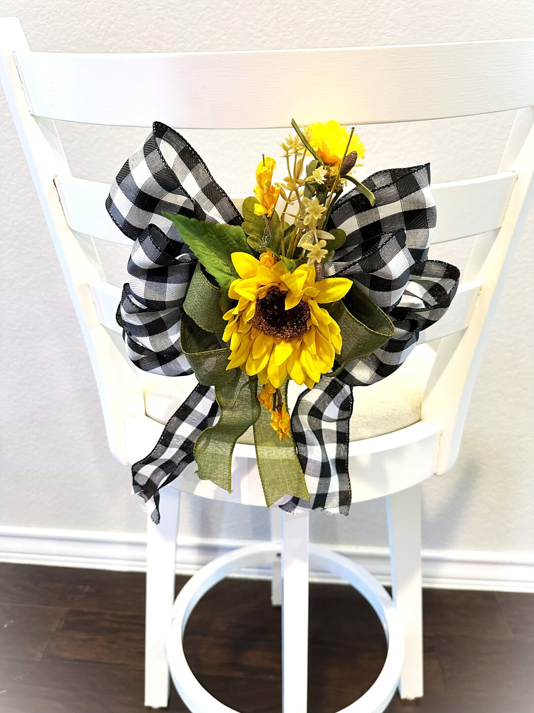 Buffalo Plaid &sunflower Kitchen Decor Black and White Plaid Etsy