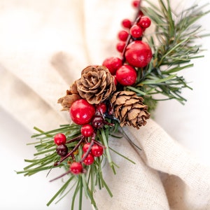 Rustic Christmas Table Decor, Napkin Rings for Holiday Dinner. Modern Farmhouse Holiday Dinner Table Decorations image 2