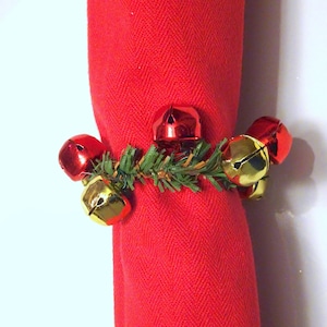 Jingle Bells Napkin Rings, Christmas Napkin Ring, Christmas Table decor,  Napkin Ring, Dinner Decor, Holiday Table, Pine Cove Napkin Holder