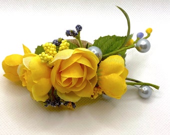 Yellow Floral Spring and Summer Napkin Rings, Spring and Summer Wedding Table Setting and Decor