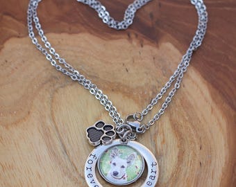 Pet memorial necklace, Personalized gift dog memorial, Pet loss sympathy gift, Forever in My Heart photo necklace, Keepsake gift for pet mom
